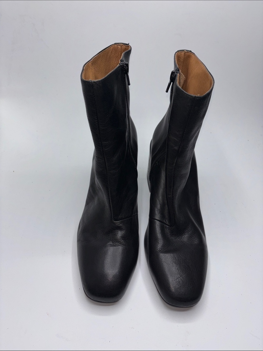 Free People Womens 10.5 (EU 41) Black Nicola Leather Ankle Block Heel Zip Bootie